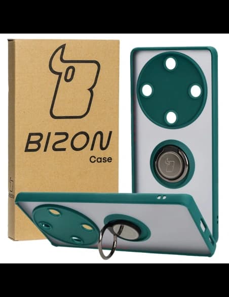 Bizon Case Hybrid Ring Honor Magic5 Lite rauchig mit einem dunkelgrünen Rahmen