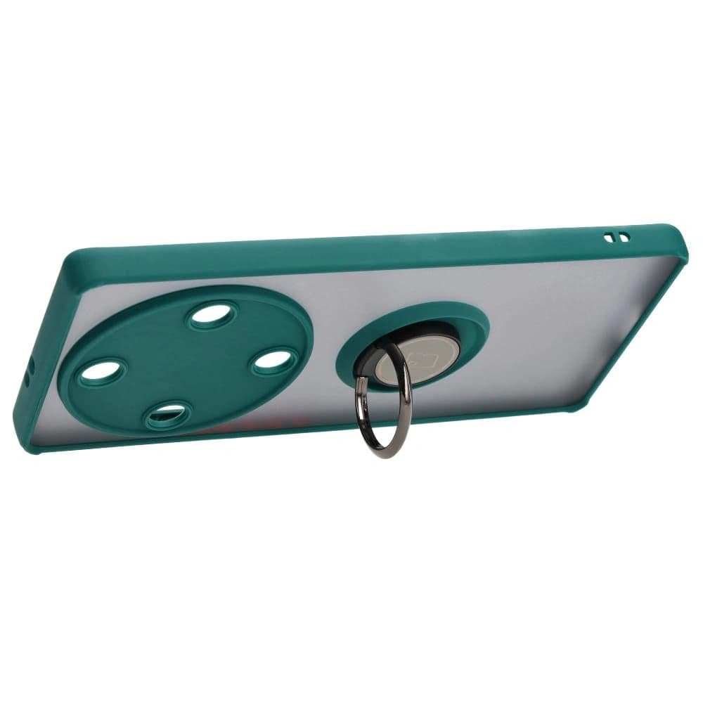 Bizon Case Hybrid Ring Honor Magic5 Lite rauchig mit einem dunkelgrünen Rahmen - 5