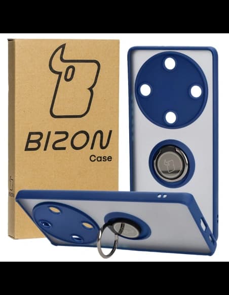 Bizon Case Hybrid Ring Honor Magic5 Lite rauchig mit einem navyblauen Rahmen