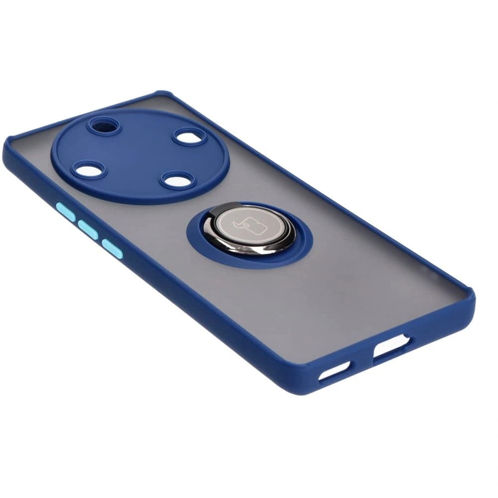 Bizon Case Hybrid Ring Honor Magic5 Lite rauchig mit einem navyblauen Rahmen - 4