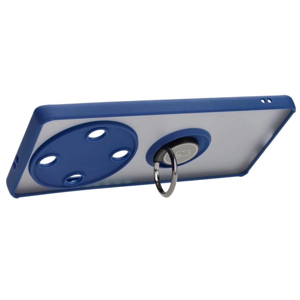 Bizon Case Hybrid Ring Honor Magic5 Lite rauchig mit einem navyblauen Rahmen - 5