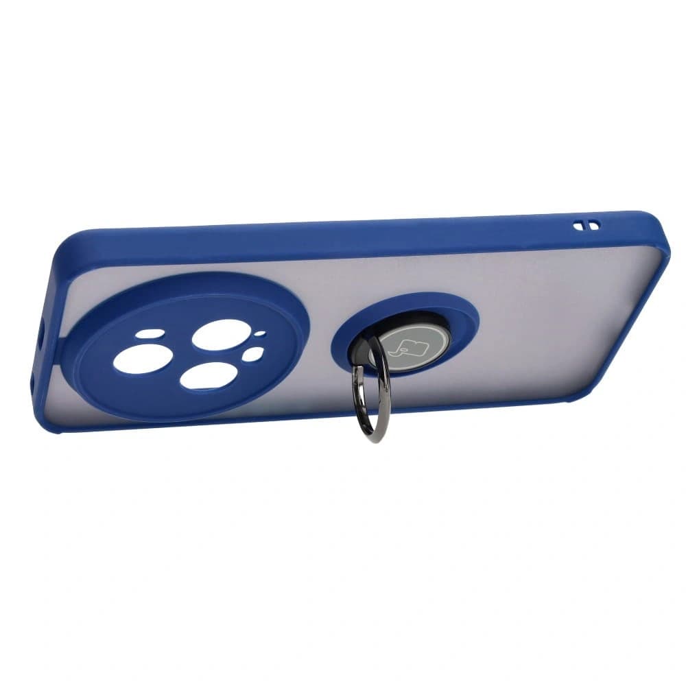 Bizon Case Hybrid Ring Honor Magic5 Pro rauchig mit einem marineblauen Rahmen - 5