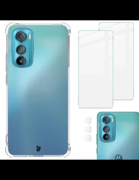 Bizon Case Clear Pack tok + 2x képernyő üveg + lencse üveg Moto Edge 30 átlátszó