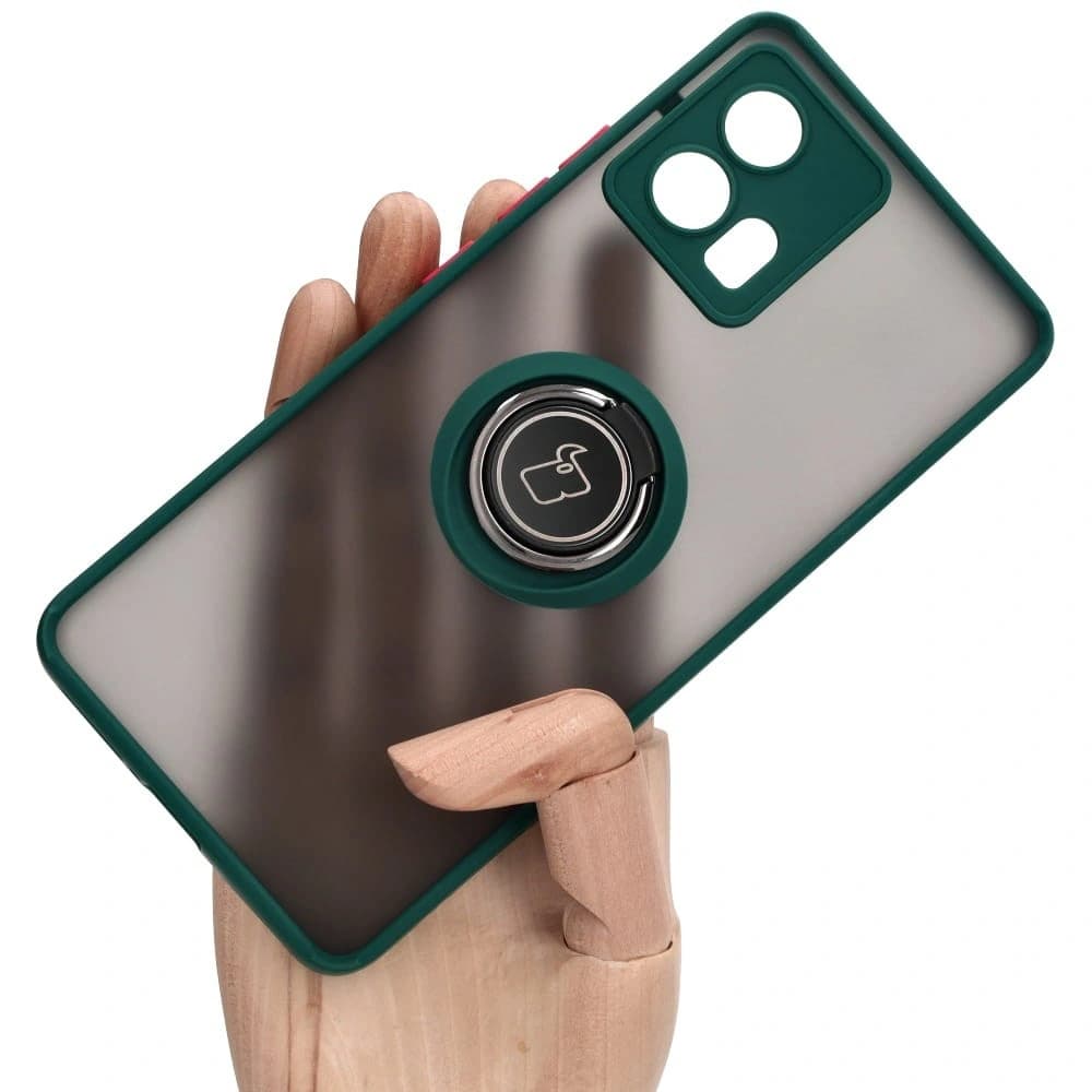 Bizon Case Hybrid Gyűrű Motorola Edge 30 Fusion füstös sötétzöld kerettel - 1