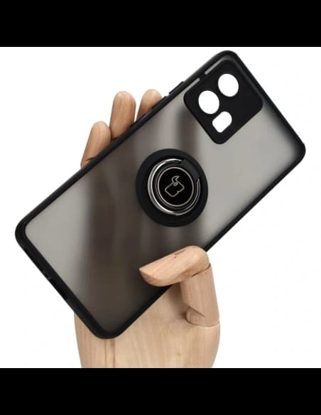 Bizon Case Hybrid Gyűrű Motorola Edge 30 Fusion füstös fekete kerettel