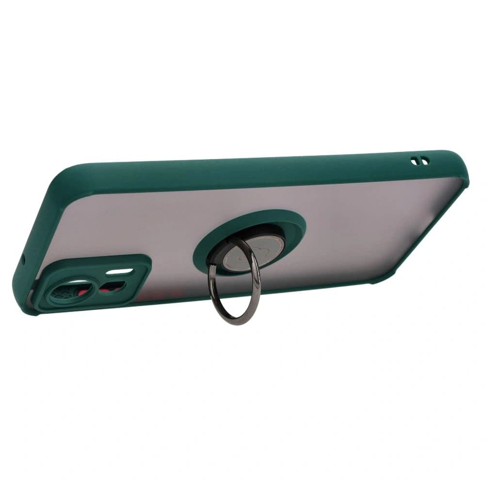 Bizon Case Hybrid Gyűrű Motorola Edge 30 Neo füstös, sötétzöld kerettel - 5