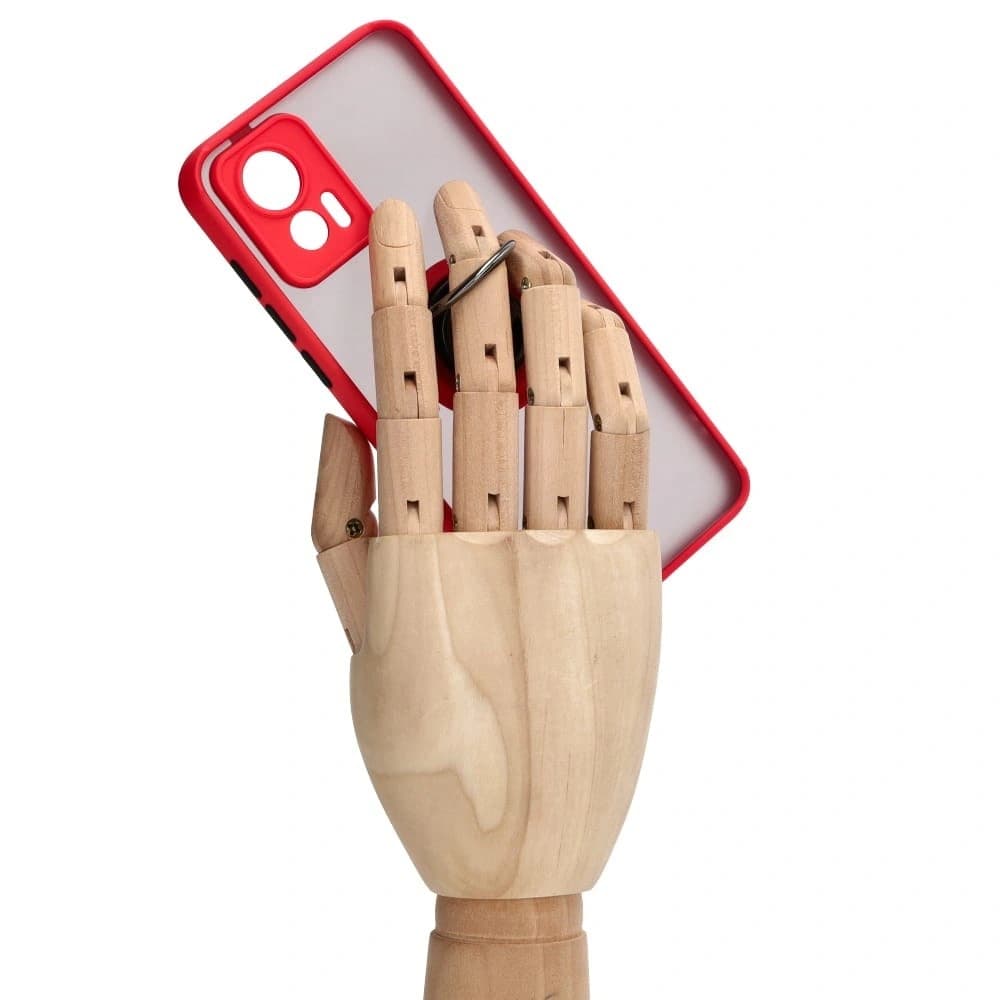 Bizon Case Hybrid Gyűrű Motorola Edge 30 Neo füstös színben, piros kerettel. - 8