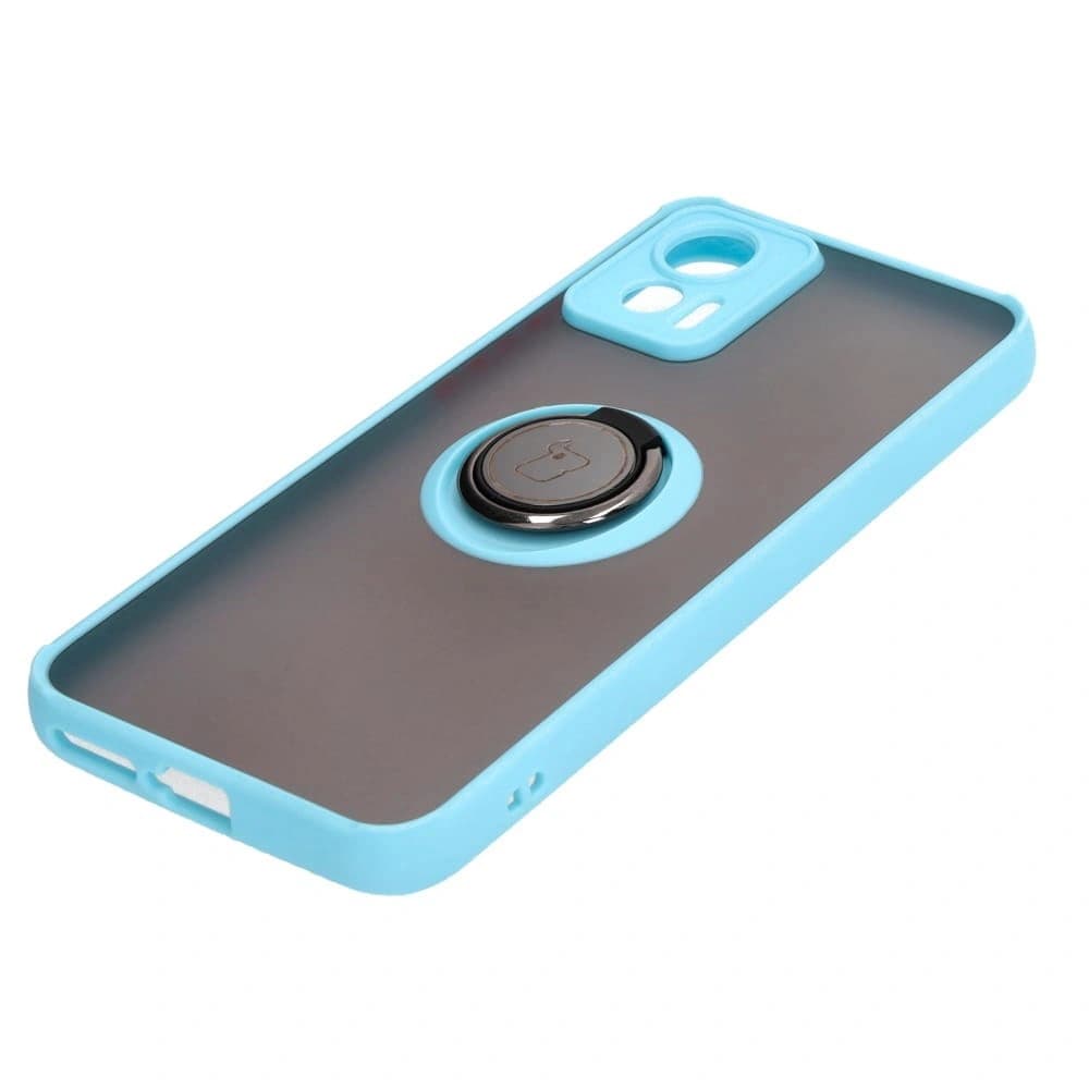 Bizon Case Hybrid Ring Motorola Edge 30 Neo smoky mit einem hellblauen Rahmen - 3