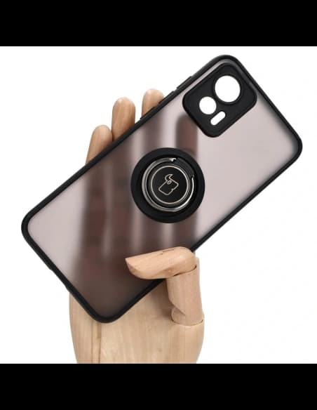 Bizon Case Hybrid Gyűrű Motorola Edge 30 Neo füstös fekete kerettel
