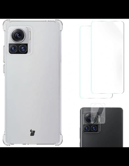 Etui + 2x folie + objektiv Bizon Case Clear Pack pro Motorola Moto Edge 30 Ultra průhledné