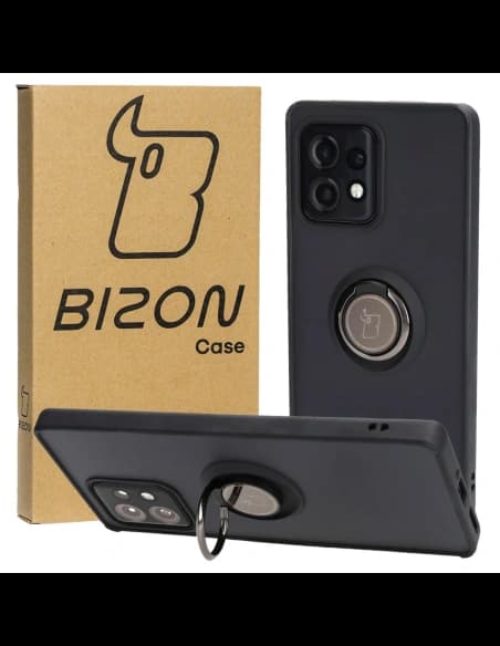 Inel hibrid Bizon Case Motorola Edge 40 Pro fumuriu cu un cadru negru