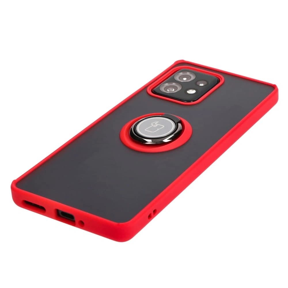 Caz Bizon Hybrid Ring Motorola Edge 40 Pro fumuriu cu un cadru roșu - 3