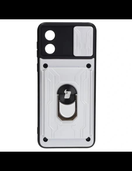 Bizon Case Camshield Card Slot Ring Motorola Moto E13 5G white
