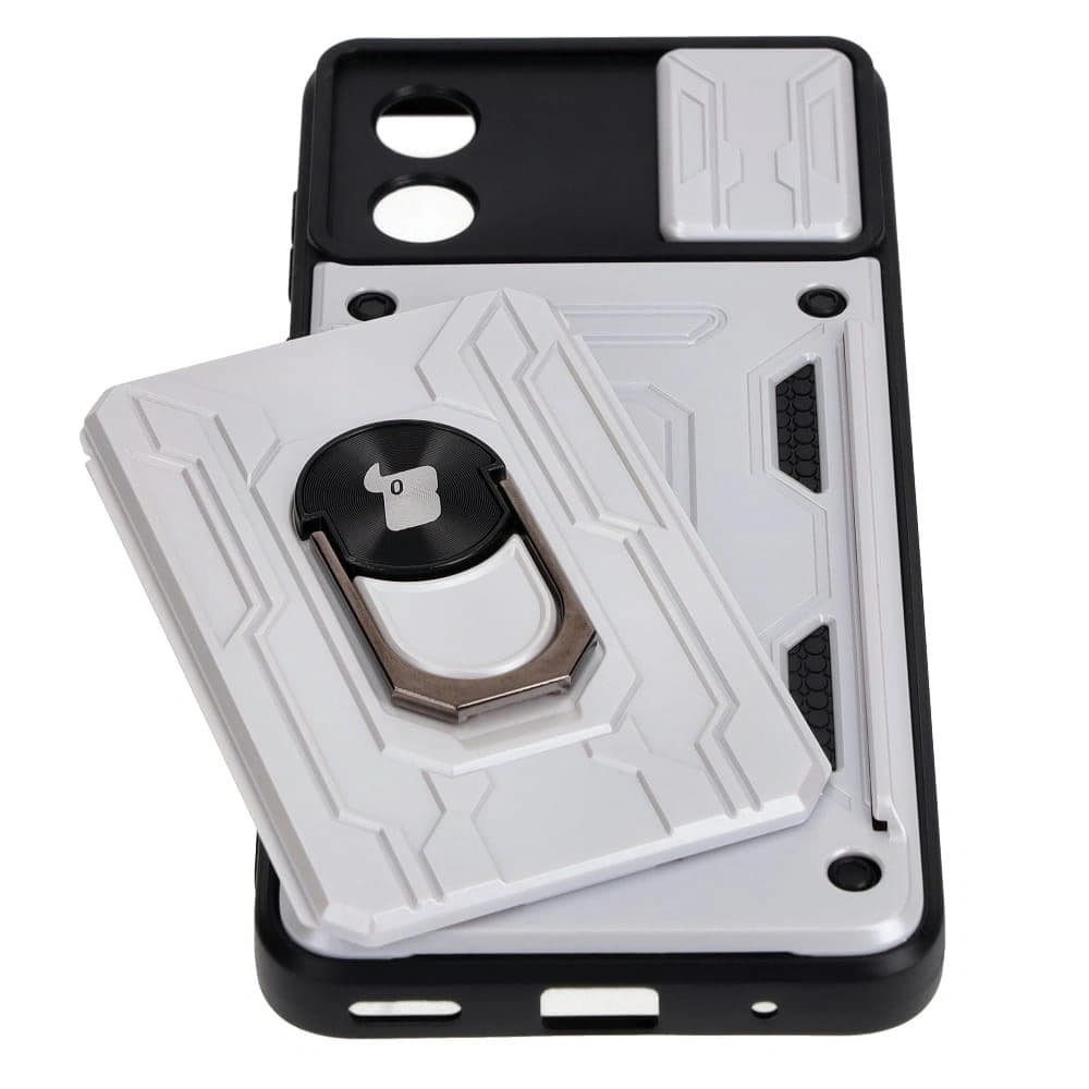 Bizon Case Camshield Kartensteckplatz Ring Motorola Moto E13 5G weiß - 3