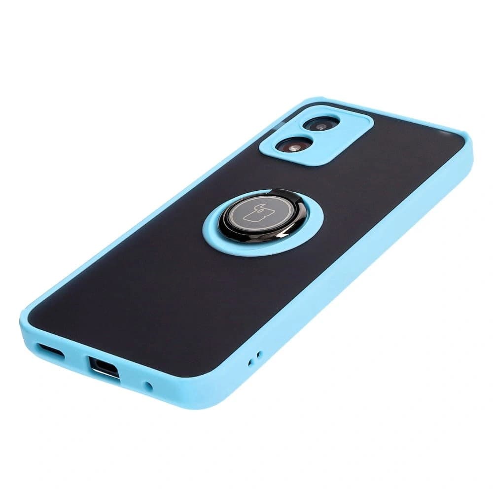 Bizon Case Hybrid Ring Motorola Moto E13 smoky with a light blue frame - 3