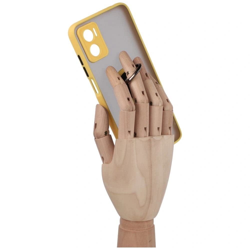 Etui s úchytem na prst Bizon Case Hybrid Ring pro Motorola Moto E22 / E22i kouřové se žlutým rámečkem - 8