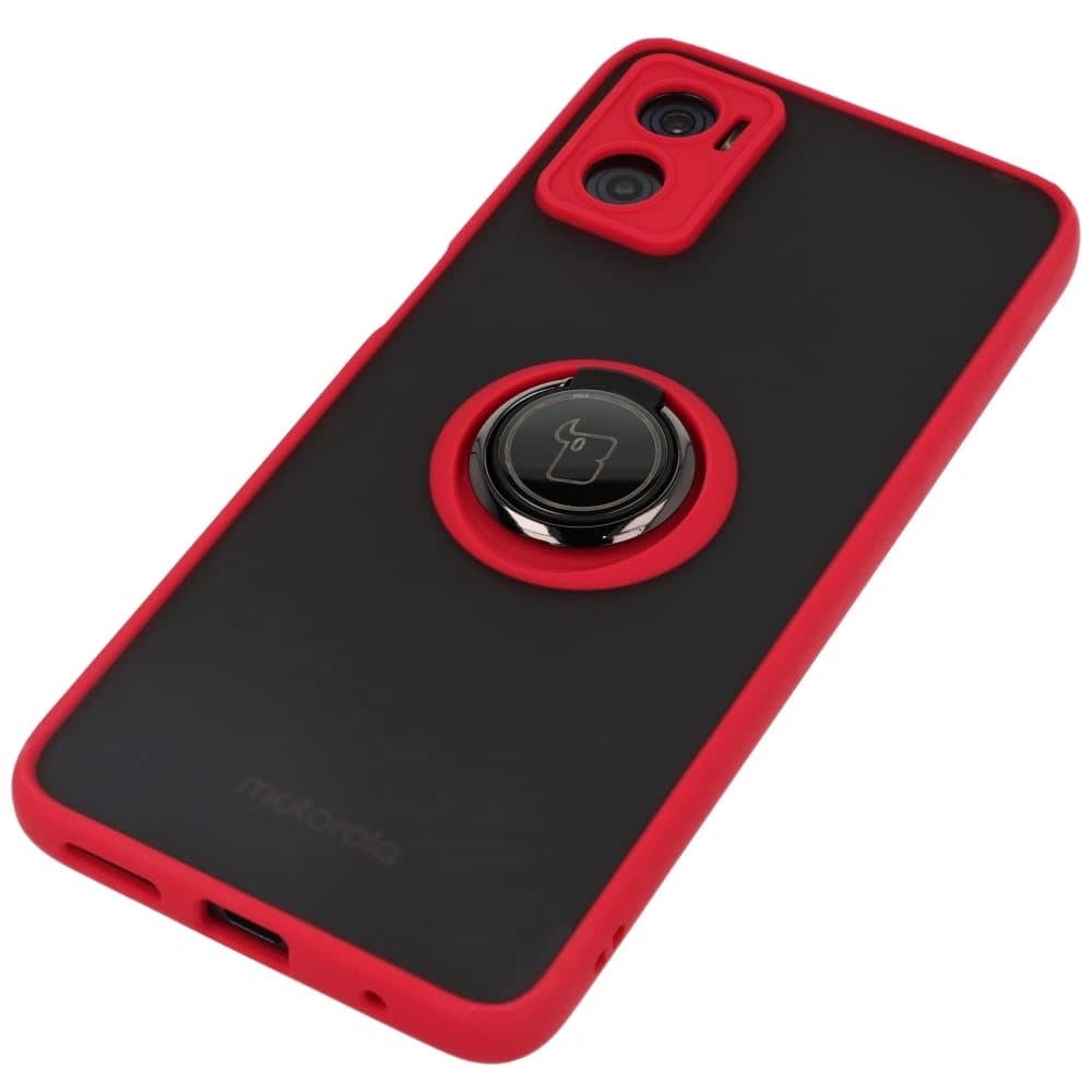 Bizon Case Hybrid Ring Motorola Moto E22 / E22i rauchig mit einem roten Rahmen - 3