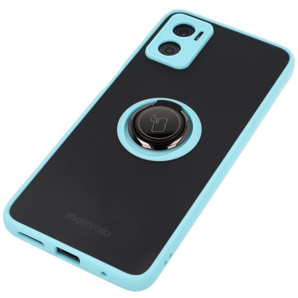Bizon Case Hybrid Ring Motorola Moto E22 / E22i smoky with a light blue frame - 3
