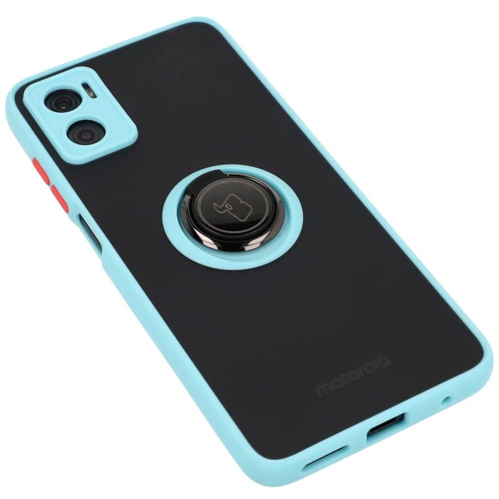 Bizon Case Hybrid Ring Motorola Moto E22 / E22i smoky with a light blue frame - 4
