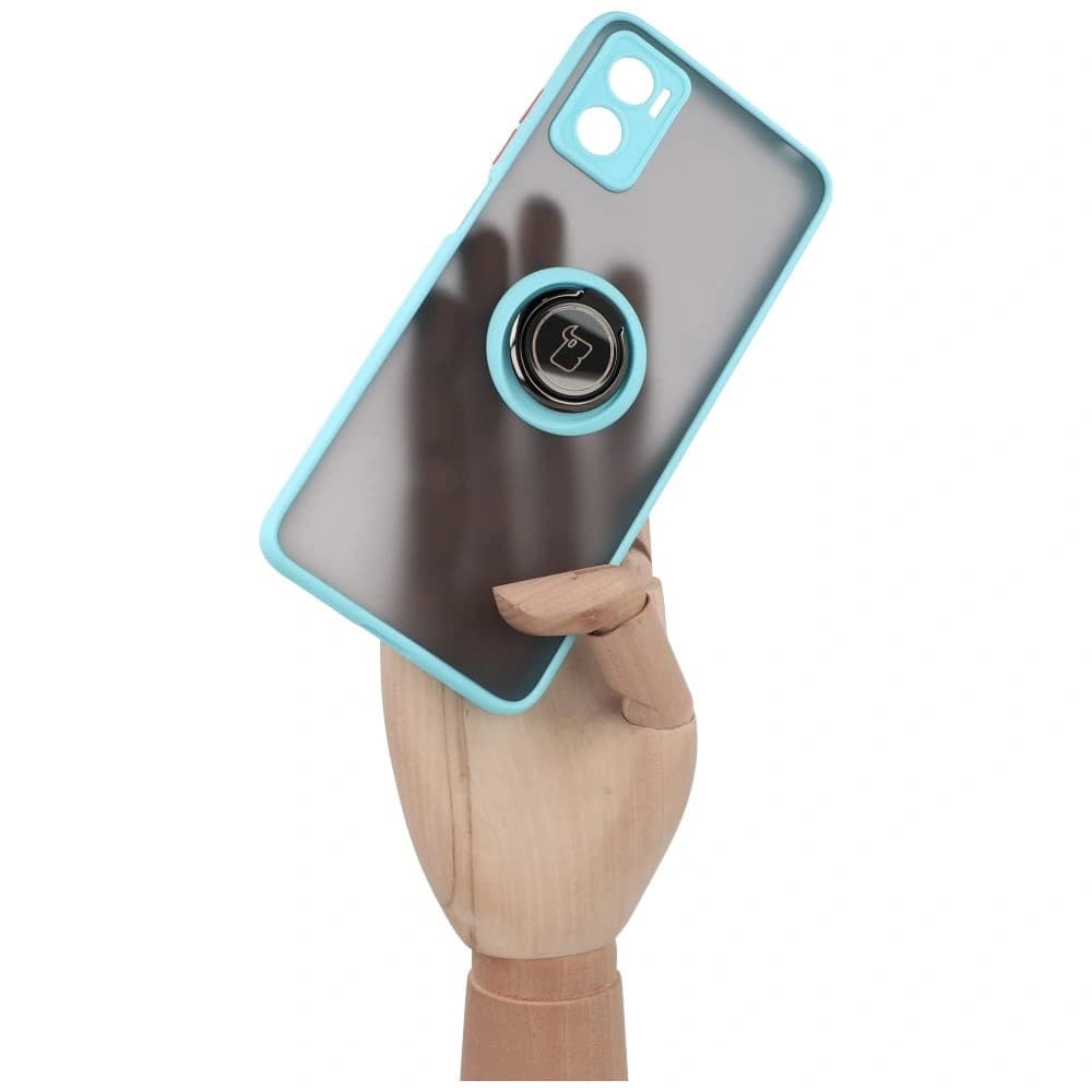 Bizon Case Hybrid Ring Motorola Moto E22 / E22i smoky with a light blue frame - 6