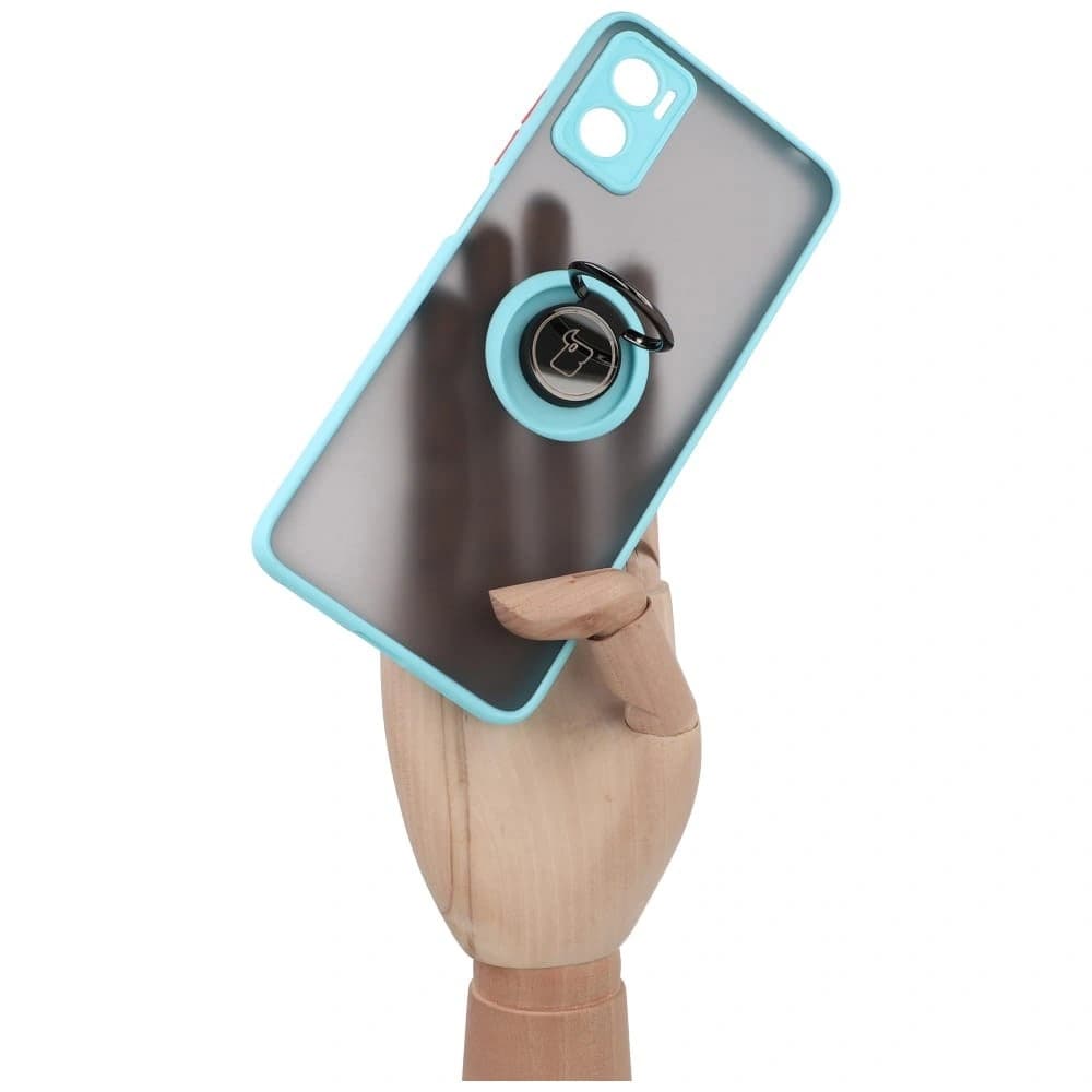 Bizon Case Hybrid Ring Motorola Moto E22 / E22i smoky with a light blue frame - 7