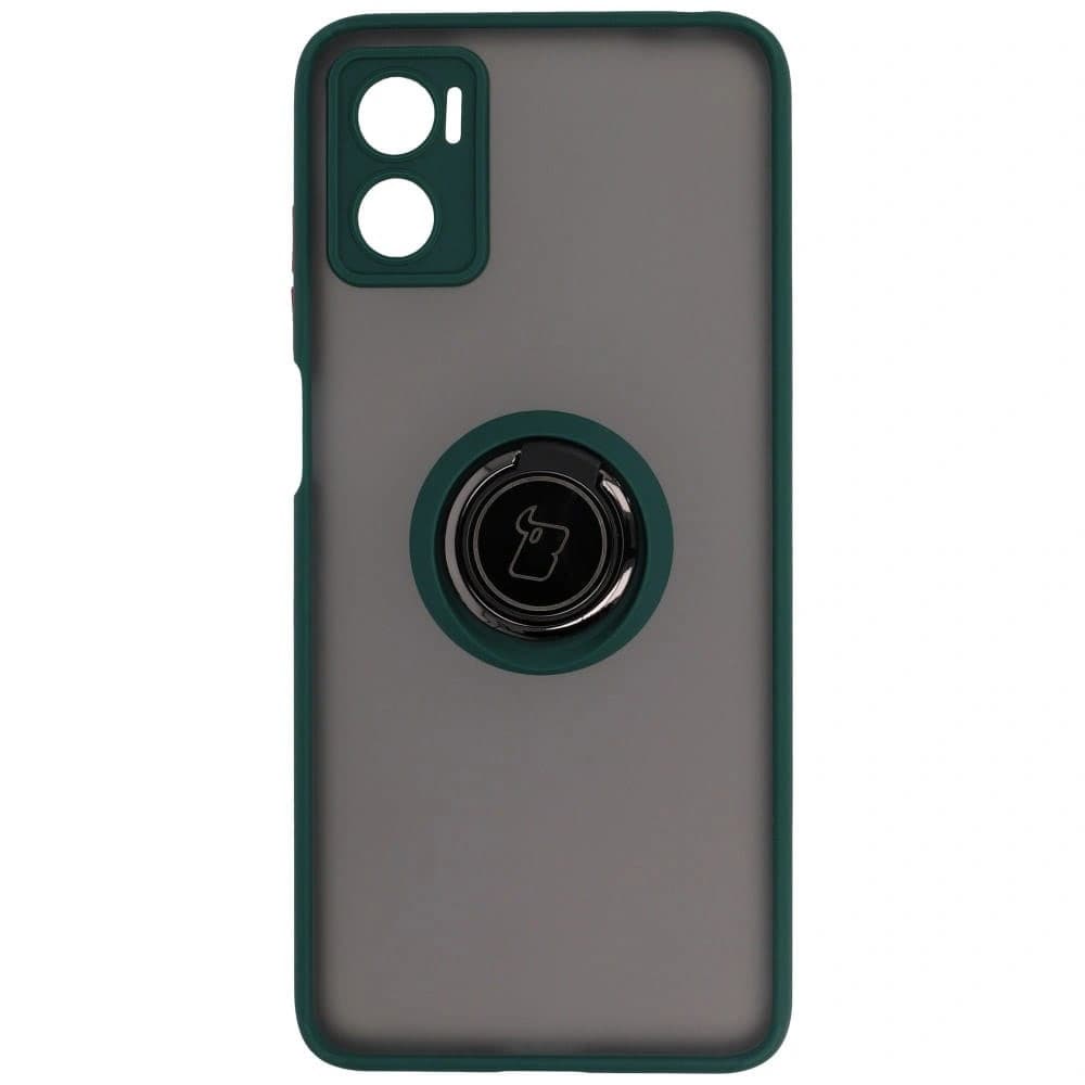 Bizon Case Hybrid Ring Motorola Moto E22 / E22i rauchig mit einem dunkelgrünen Rahmen - 2