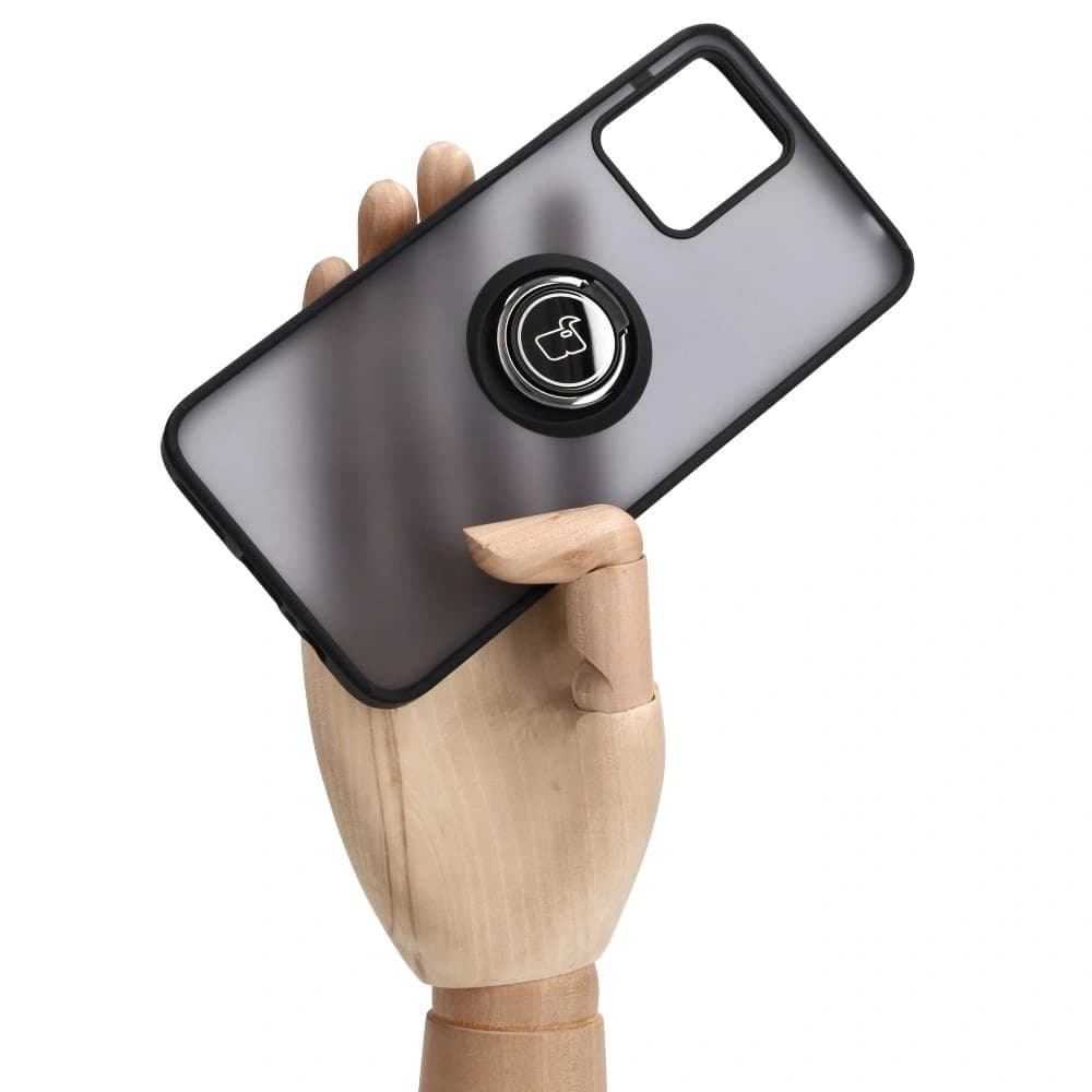 Bizon Case Hybrid Ring Motorola Moto G13 / G23 / G53 5G rauchig mit einem schwarzen Rahmen - 6