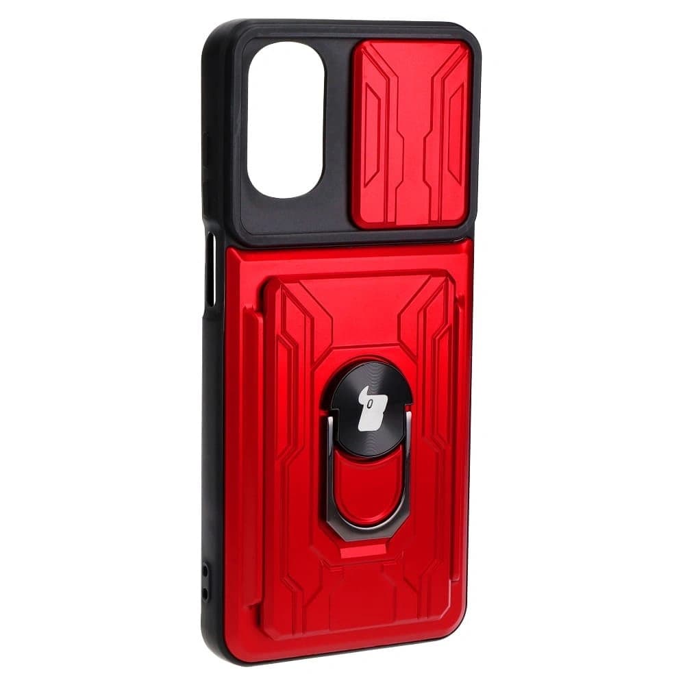 Bizon Case Camshield Kártyahely Gyűrű Moto G22 piros - 2