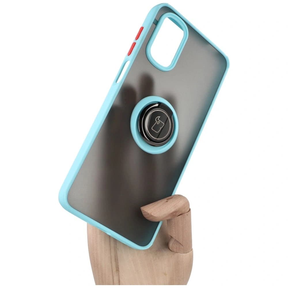 Bizon Case Hybrid Ring Motorola Moto G22 / E32 / E32s smoky with a light blue frame - 1