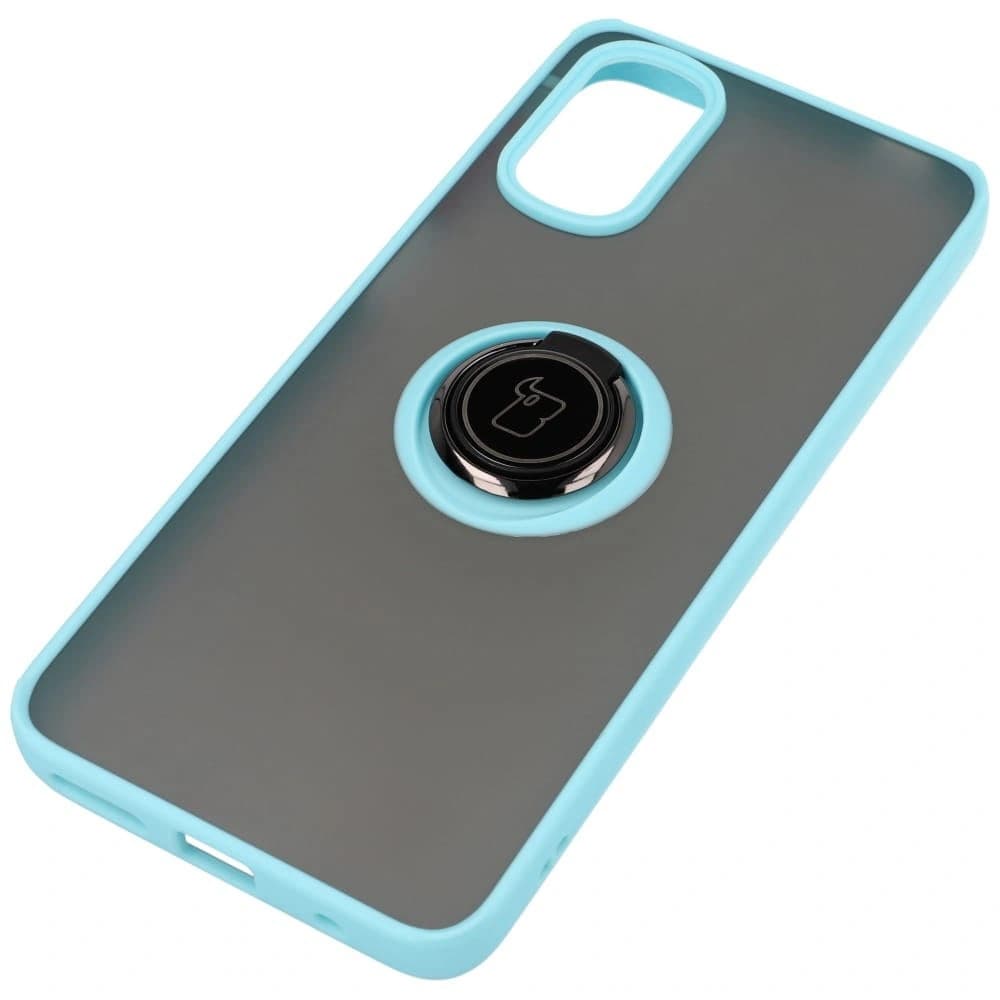 Bizon Case Hybrid Ring Motorola Moto G22 / E32 / E32s smoky with a light blue frame - 3