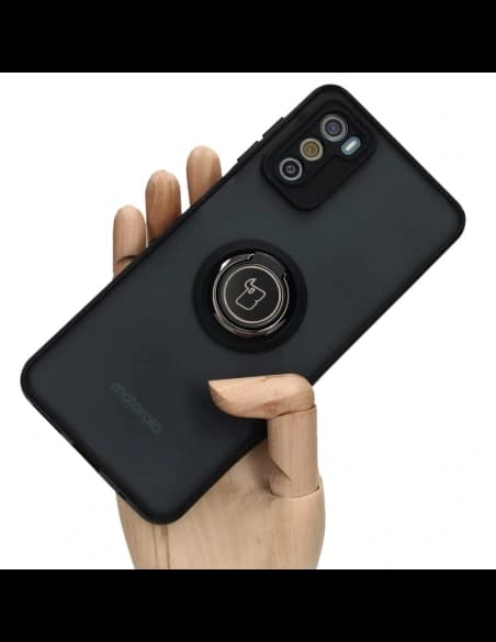 Bizon Case Hybrid Ring Motorola Moto G42  smoky with a black frame
