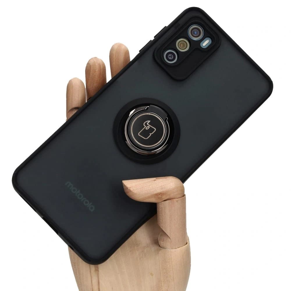 Bizon Case Hybrid Ring Motorola Moto G42  smoky with a black frame - 1