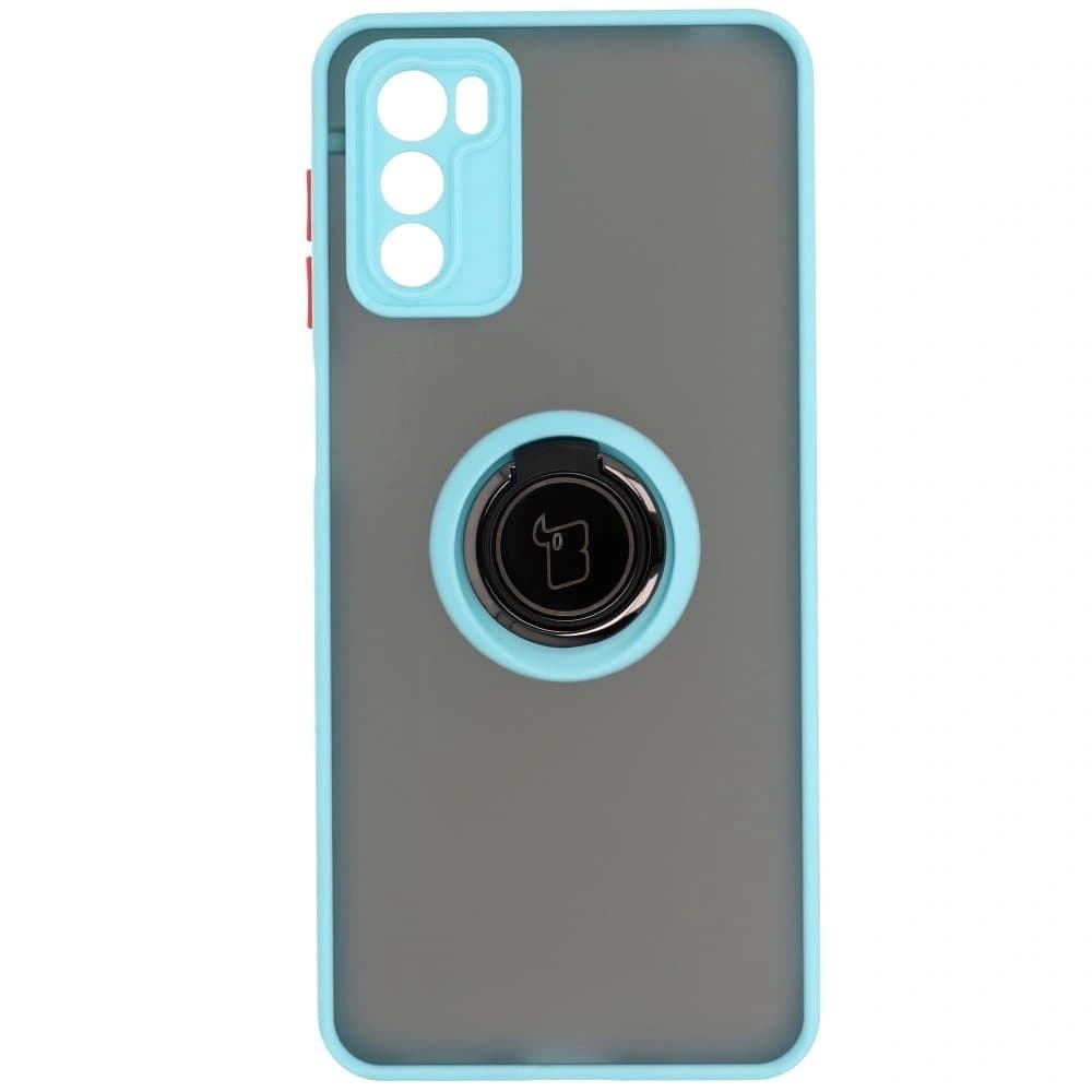 Bizon Case Hybrid Ring Motorola Moto G42  smoky with a light blue frame - 2