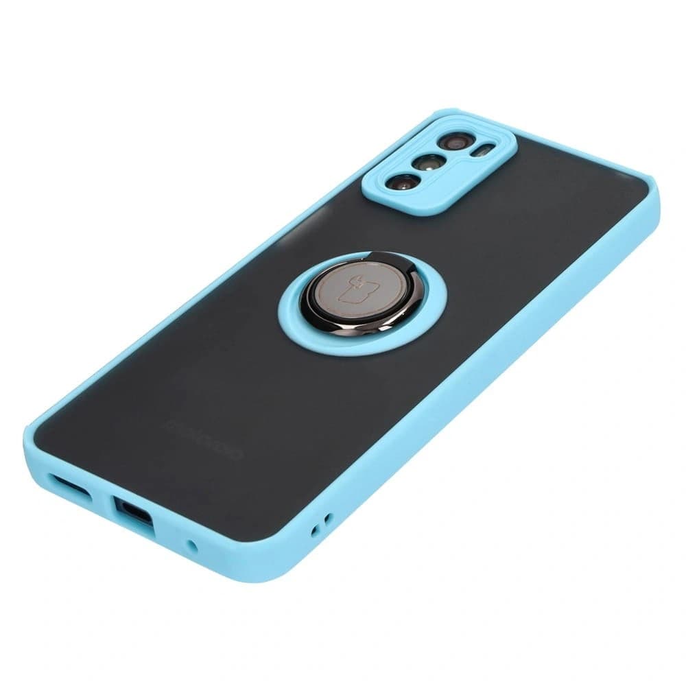 Bizon Case Hybrid Ring Motorola Moto G42  smoky with a light blue frame - 3