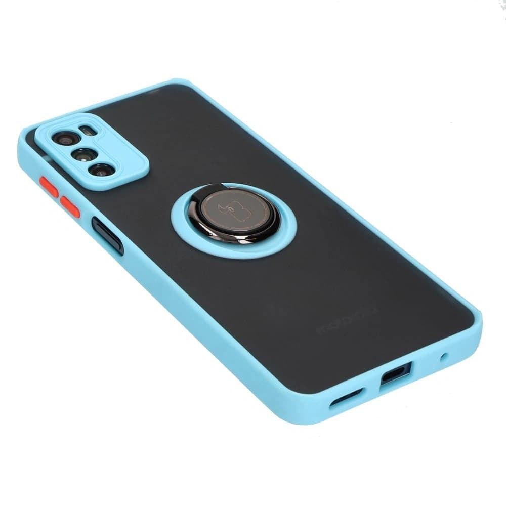 Bizon Case Hybrid Ring Motorola Moto G42  smoky with a light blue frame - 4