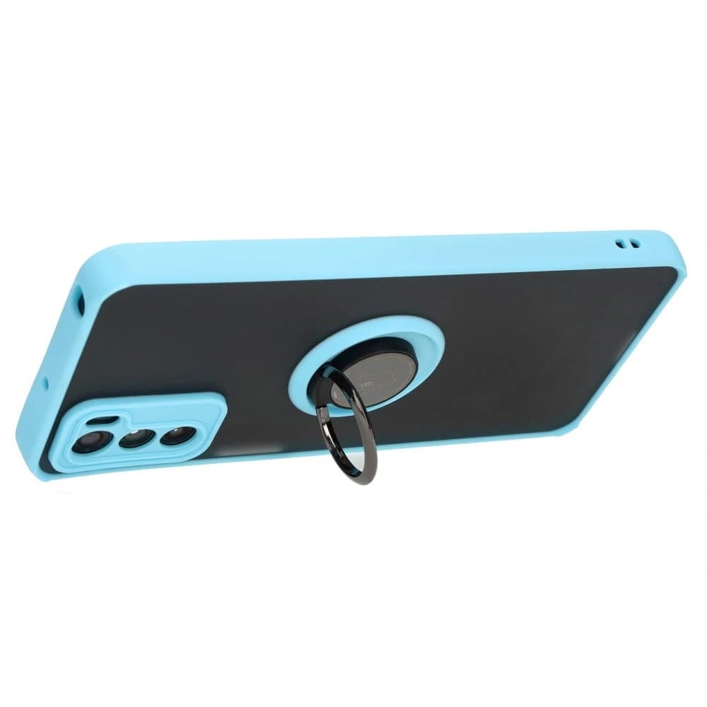 Bizon Case Hybrid Ring Motorola Moto G42  smoky with a light blue frame - 5