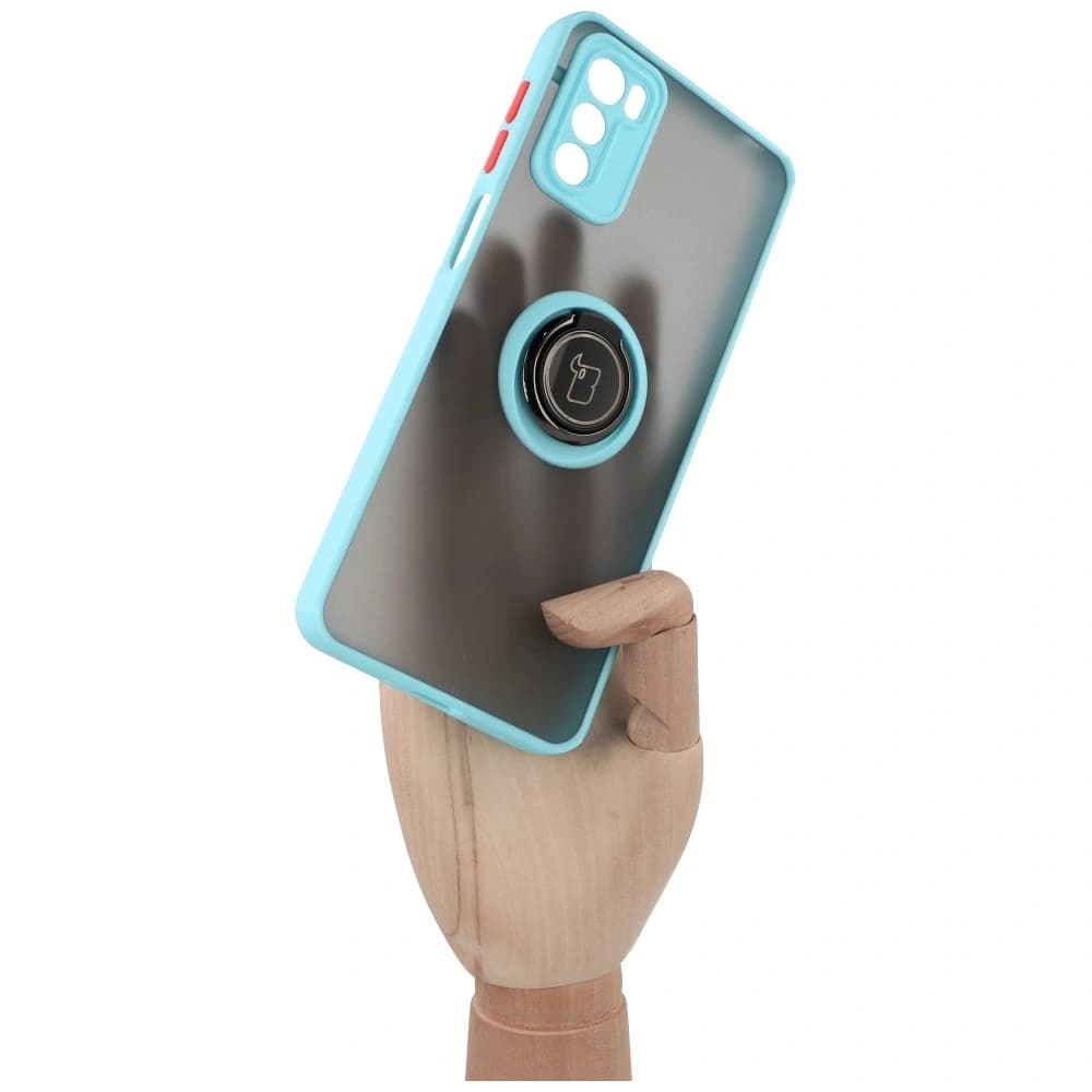 Bizon Case Hybrid Ring Motorola Moto G42  smoky with a light blue frame - 6