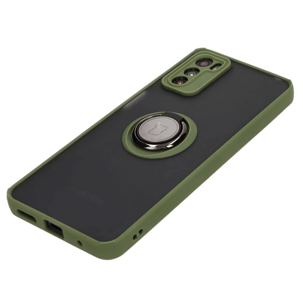Bizon Case Hybrid Ring Motorola Moto G42  smoky with a green frame - 3