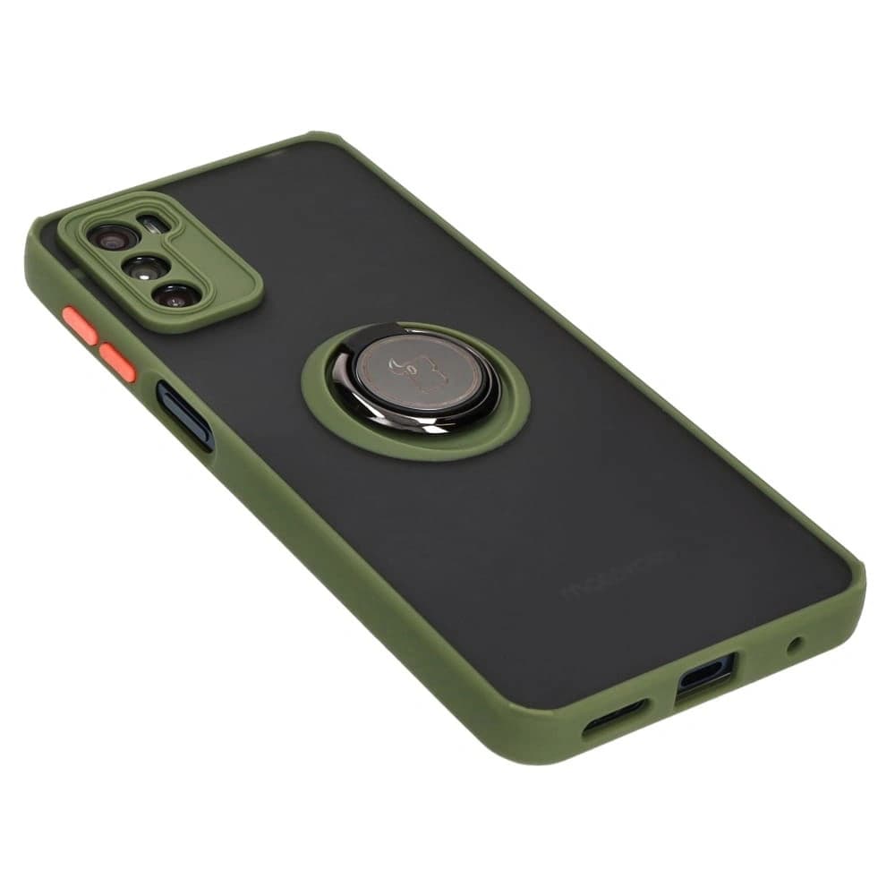 Bizon Case Hybrid Ring Motorola Moto G42  smoky with a green frame - 4