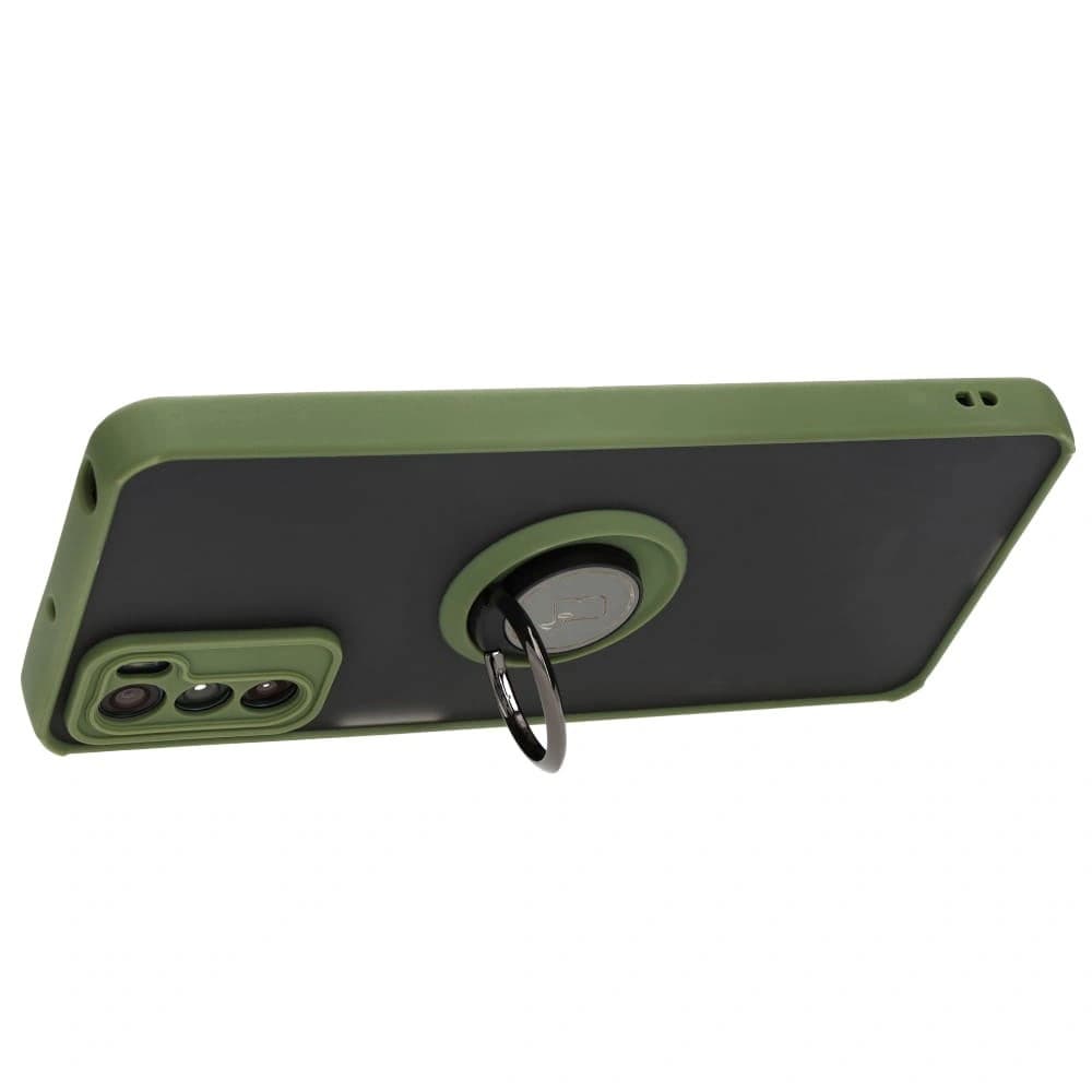 Bizon Case Hybrid Ring Motorola Moto G42  smoky with a green frame - 5