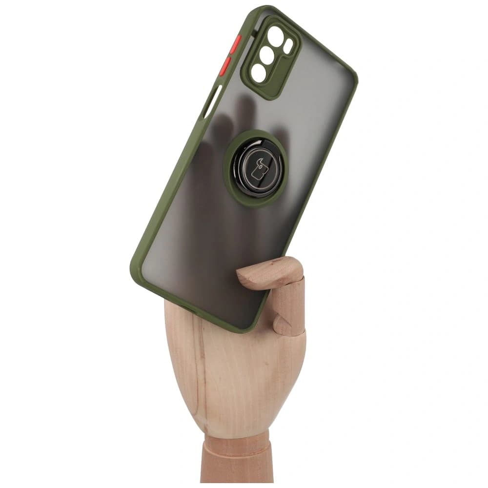 Bizon Case Hybrid Ring Motorola Moto G42  smoky with a green frame - 6