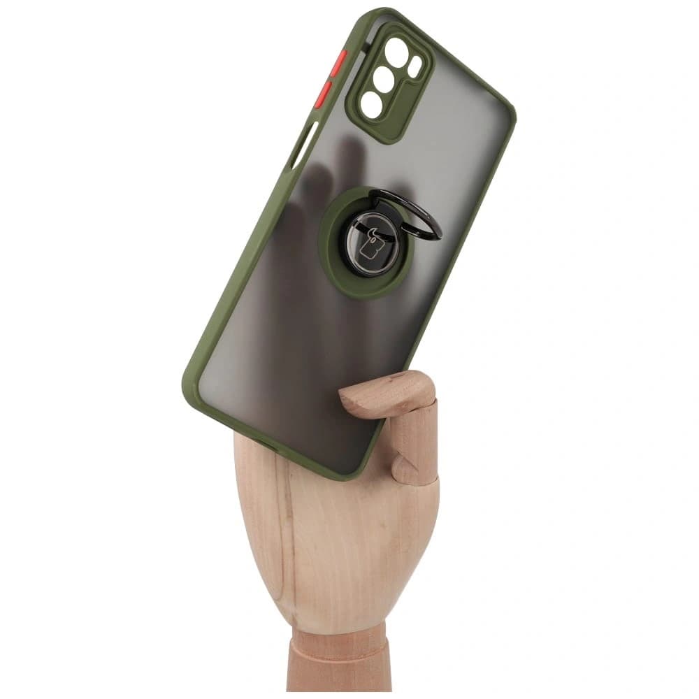 Bizon Case Hybrid Ring Motorola Moto G42  smoky with a green frame - 7