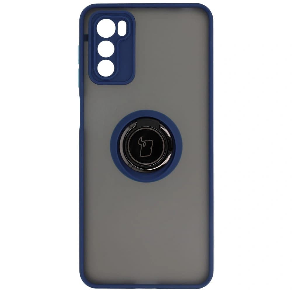 Bizon Case Hybrid Ring Motorola Moto G42  smoky with a navy blue frame - 2