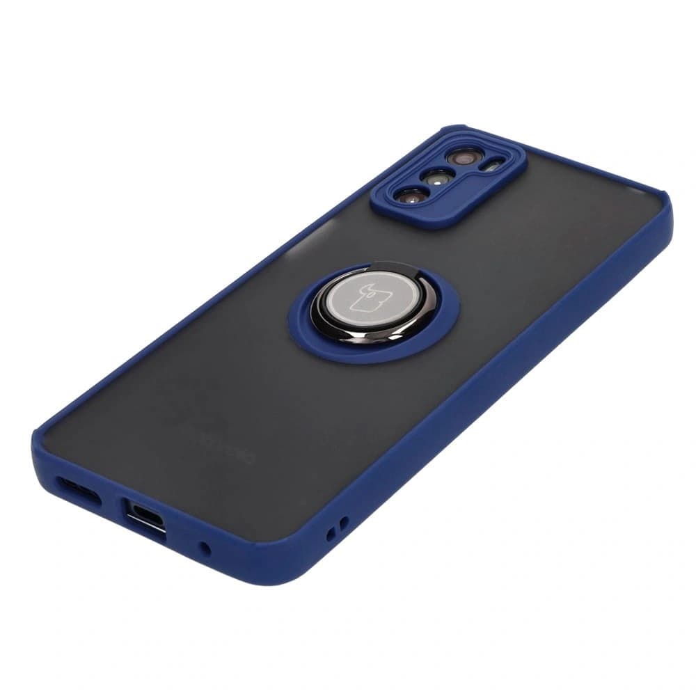 Bizon Case Hybrid Ring Motorola Moto G42  smoky with a navy blue frame - 3