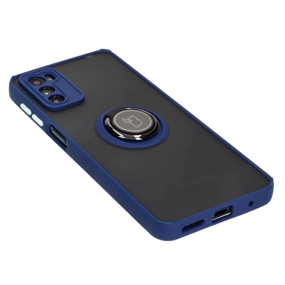 Bizon Case Hybrid Ring Motorola Moto G42  smoky with a navy blue frame - 4