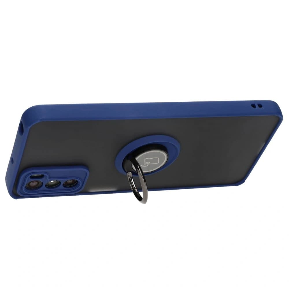 Bizon Case Hybrid Ring Motorola Moto G42  smoky with a navy blue frame - 5