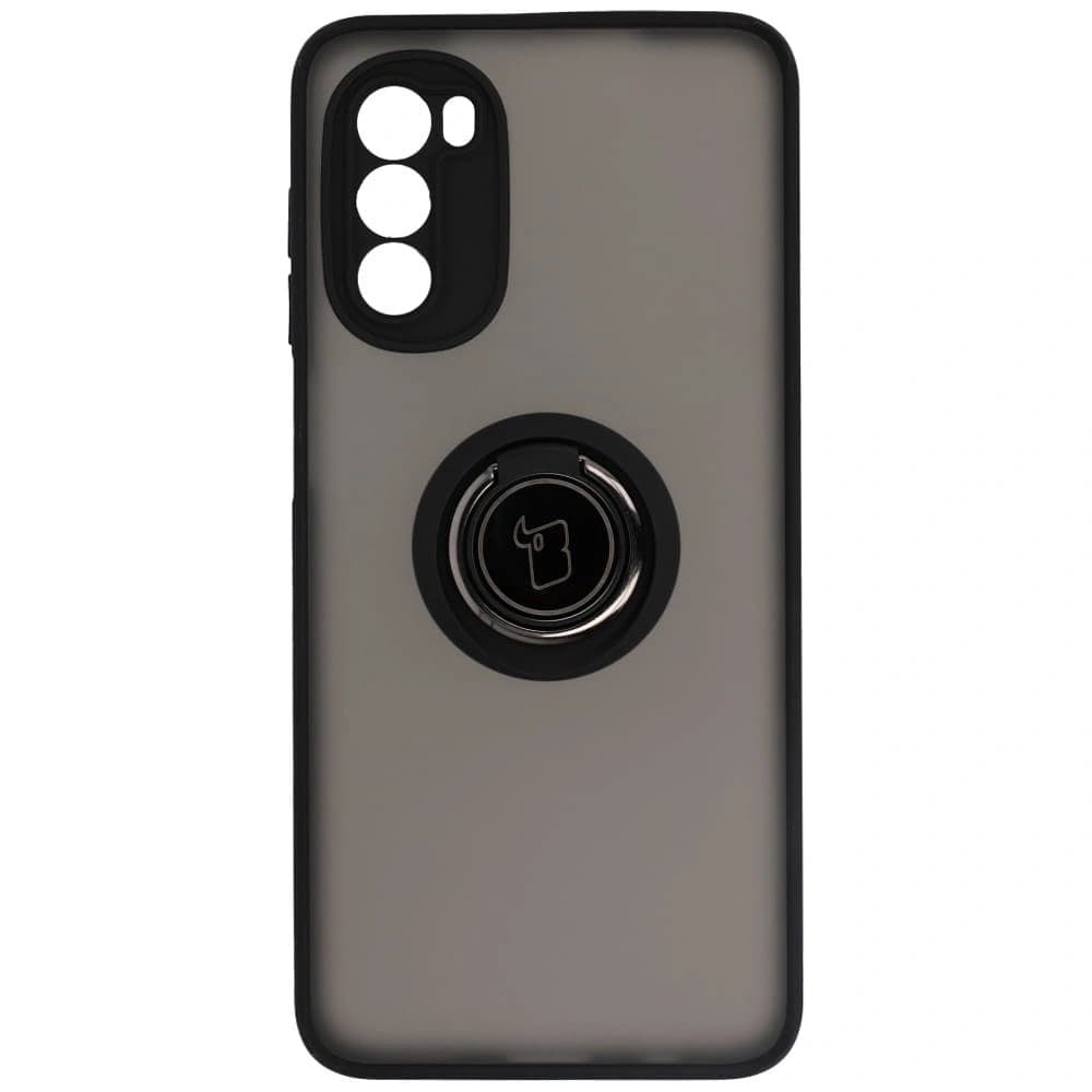 Etui s úchopem na prst Bizon Case Hybrid Ring pro Motorola Moto G52 / G82 kouřové s černým rámem - 2