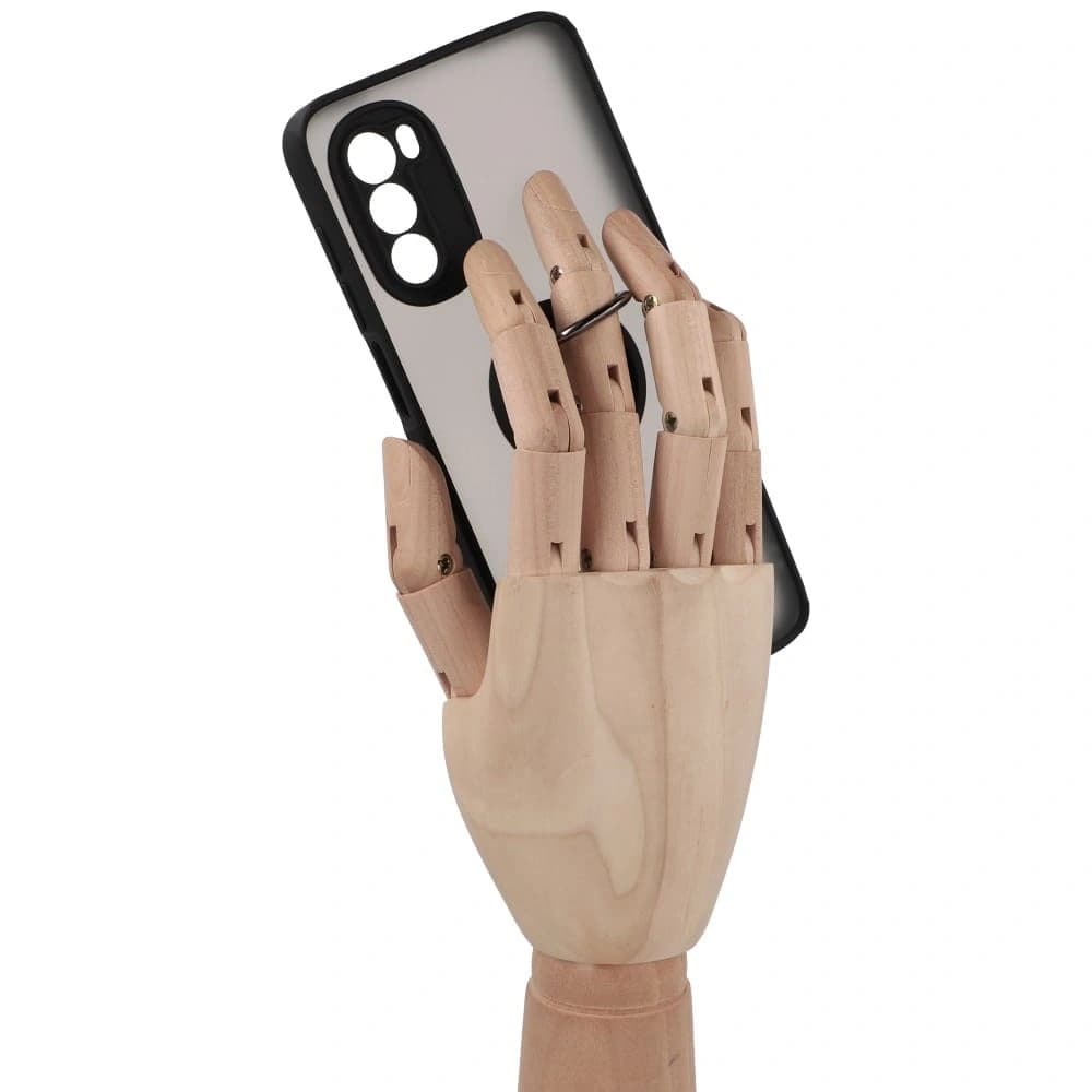 Etui s úchopem na prst Bizon Case Hybrid Ring pro Motorola Moto G52 / G82 kouřové s černým rámem - 8