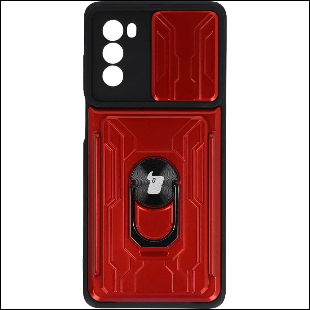 Etui Bizon Case Camshield Card Slot Ring do Moto G62 5G červené - 1