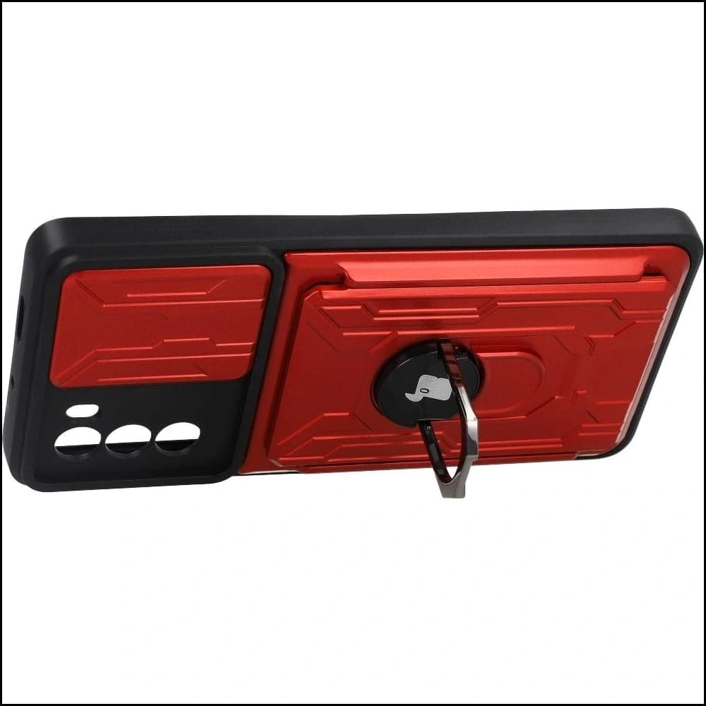 Etui Bizon Case Camshield Card Slot Ring do Moto G62 5G červené - 3